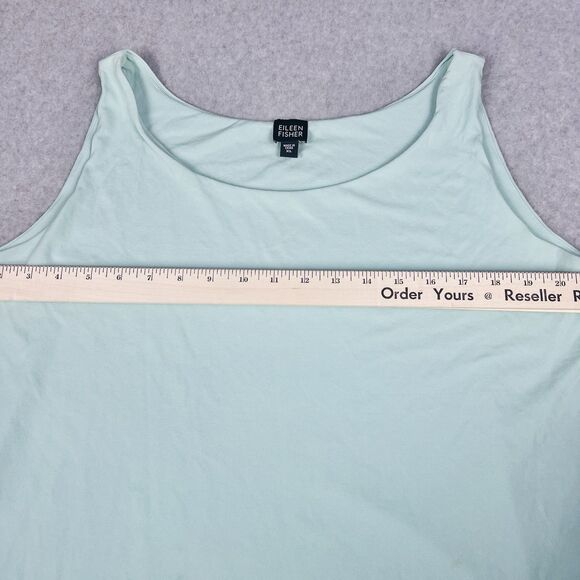 Eileen Fisher Tank Top Womens XL Blue Green Silk Sleeveless Round Neck Blouse - Picture 7 of 15